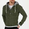 Men's Solid Color Outdoor Workwear Casual Loose Long-Sleeved Hooded Denim Jacket