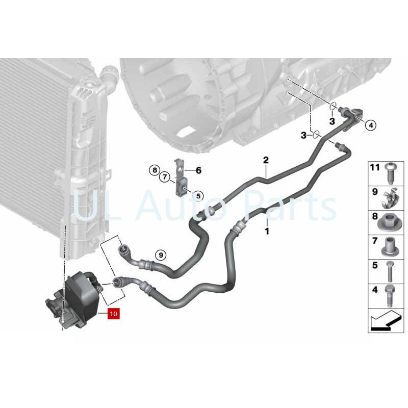UL Auto Parts For 17217551647 3series E90 325i 325xi 323i 330i Transmission Oil Cooler