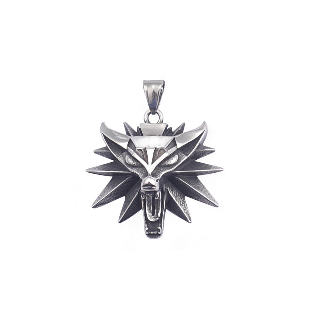 Vintage Stainless Steel Wolf Head Pendant Punk Hip Hop Geralt of Rivia Slavic Vikings Necklaces For Men Women  Jewelry