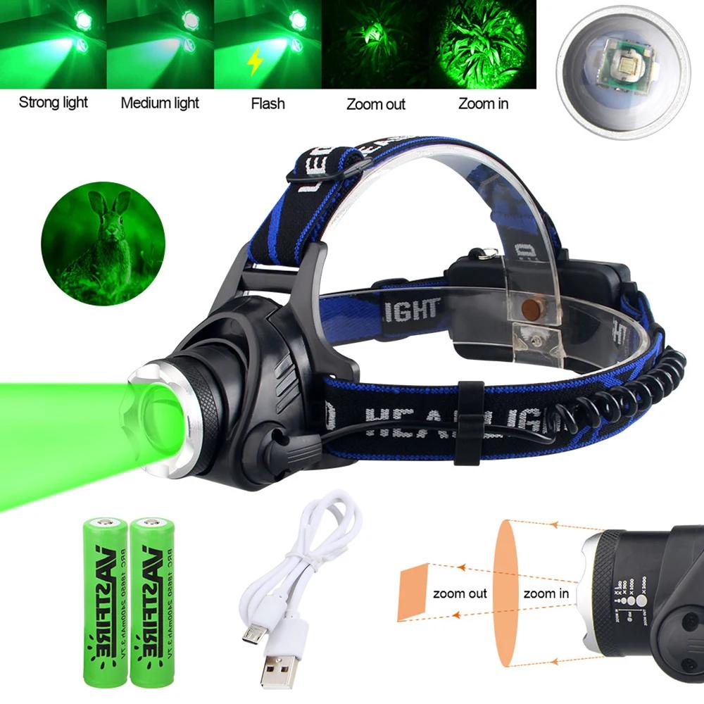 Headlamp+18650 Red Light Head LED Flashlight Outdoor XPG Headlight Tactical Camping Hunting Fishing Zoomable Fishing Headlamp