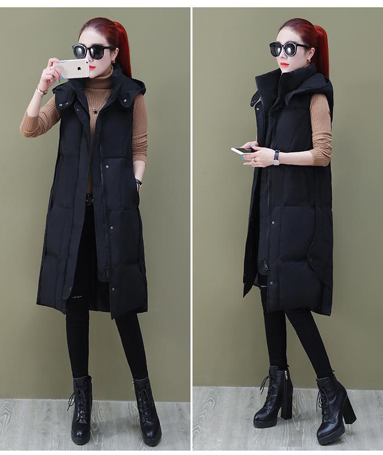 Autumn Winter Women's Solid Color Hooded Vest Loose Thickening Warm Women's Sleeveless Jacket