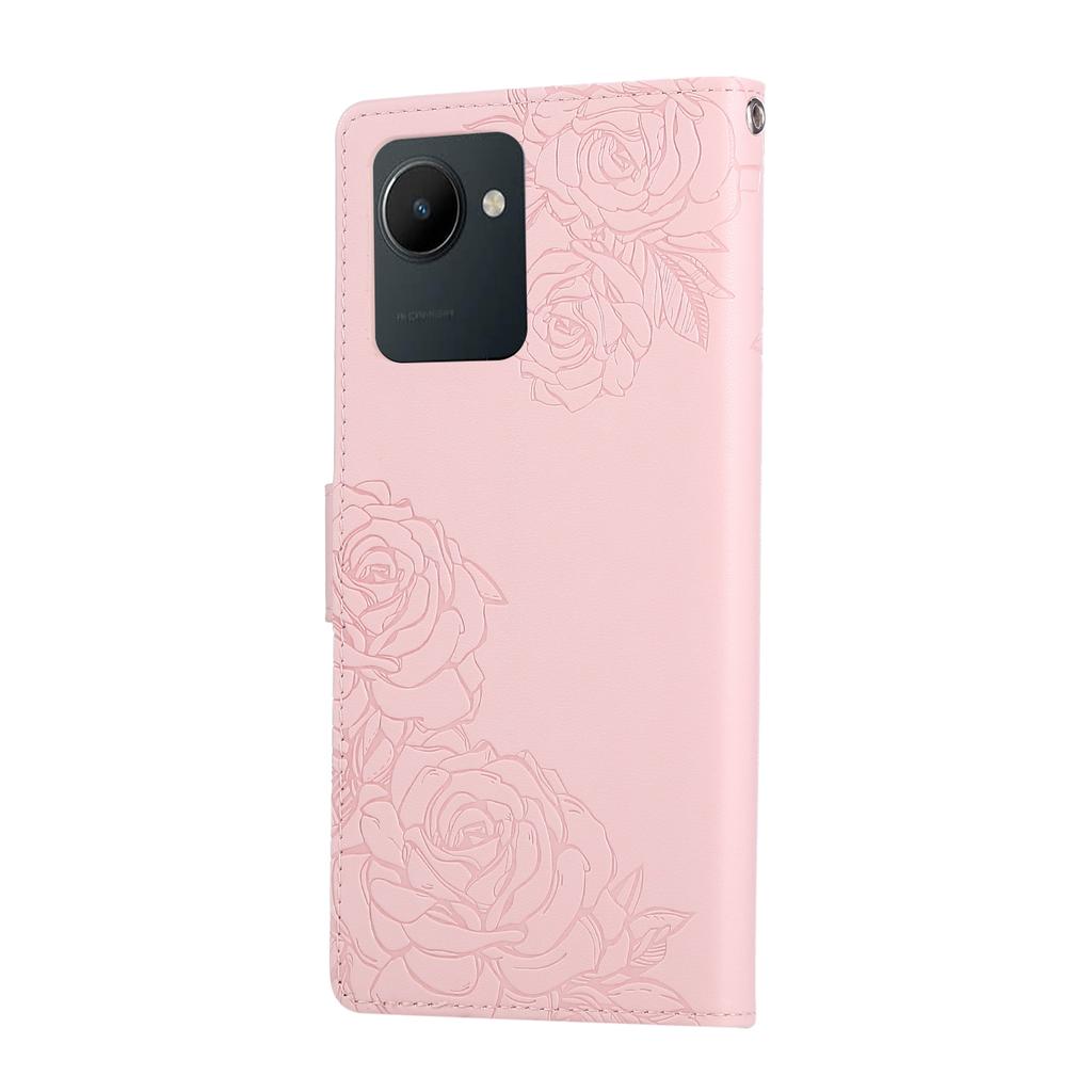 For Realme C30 4G/C30s 4G Case Rose Flower PU Leather Wallet Phone Cover with 3 Card Slots