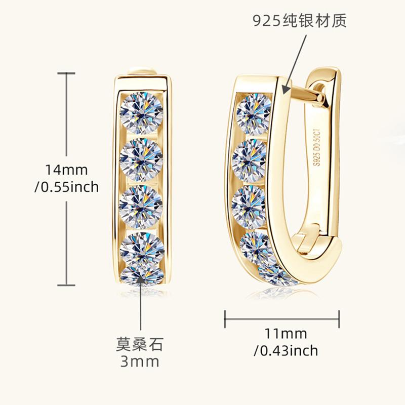 Moissanite Hoop Earrings For Women s925 Silver Women Moissanite Hoop Earrings Luxury Yellow 3mm Moissanite Hoop Earrings add bag жёлтый