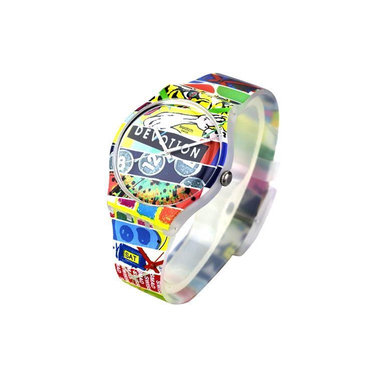 Swatch Club Series Quartz Movement Patchwork Limited Edition Watch 41Mm Color Dial Resin Case Resin Strap Women watches SUOZ170