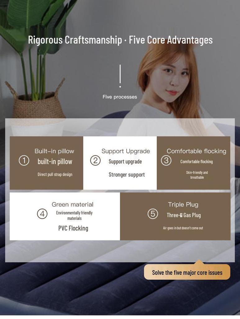 Double-Thick Air Cushion Bed - Portable, Inflatable Bed Sheet for Home & Outdoor Use