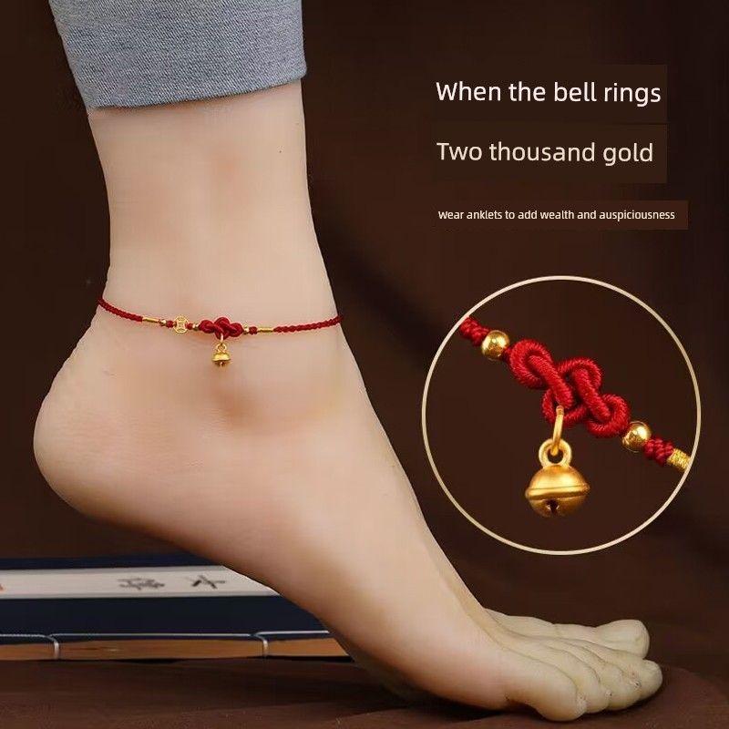 

Привлеките Богатство и Сокровище Подвеска-Колокольчик Женский Красный Ручной Ремешок От Неудачи Bring In Wealth and Treasure coin + Bell anklet