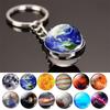 Noter Lunar Keychain Solar System Metal Bag Pendant Keyring Galaxy Nebula Earth Mars Saturn Double Sided Glass Ball Keyholder
