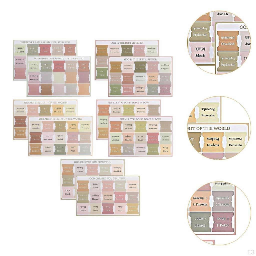 10 Sheets of Colorful Bible Index Tabs for Study