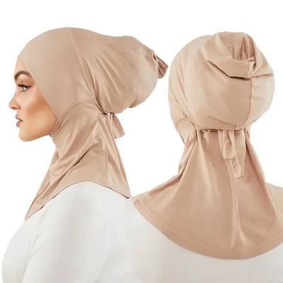Modal Jersey Full Coverage Tie Back Under Cap Solid Color Muslim Woman Hijab Innerscarf Islamic Fashion Turban Bonnet 40*40cm