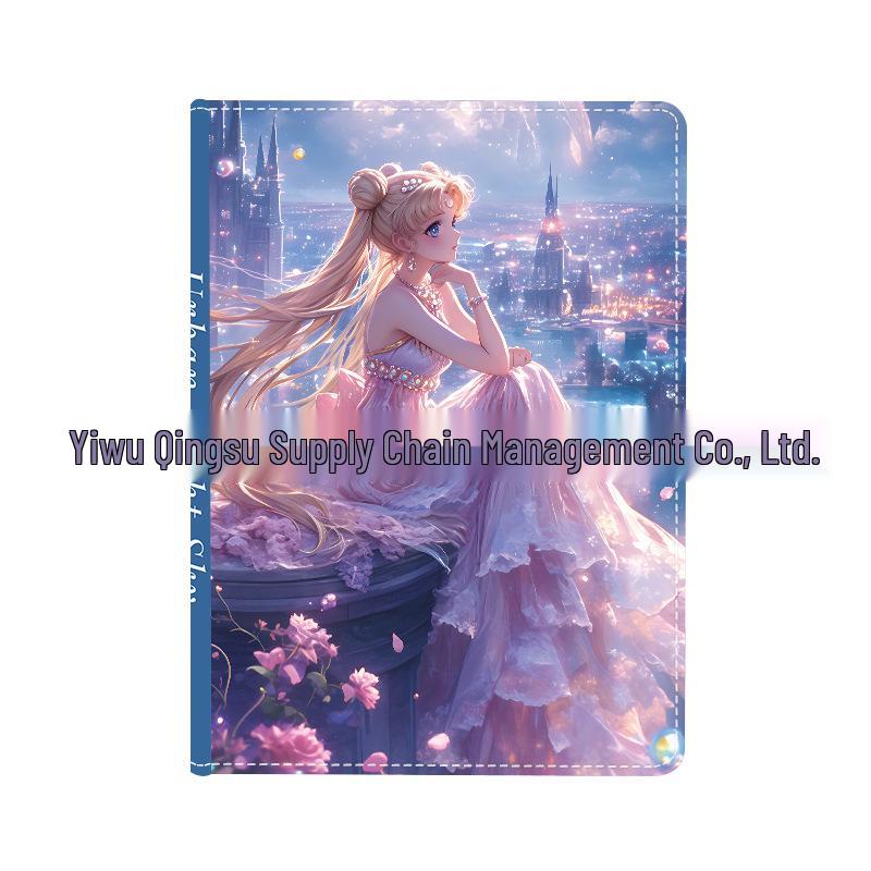 Anime Girl Night Sky Hardcover Leather Notebook A-012