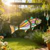 Handcrafted Stained Glass Fish Suncatcher Acrylic Fish Window Hanging Ornament Handmade Iridescent Fish Wind Chime for Patio Garden Home