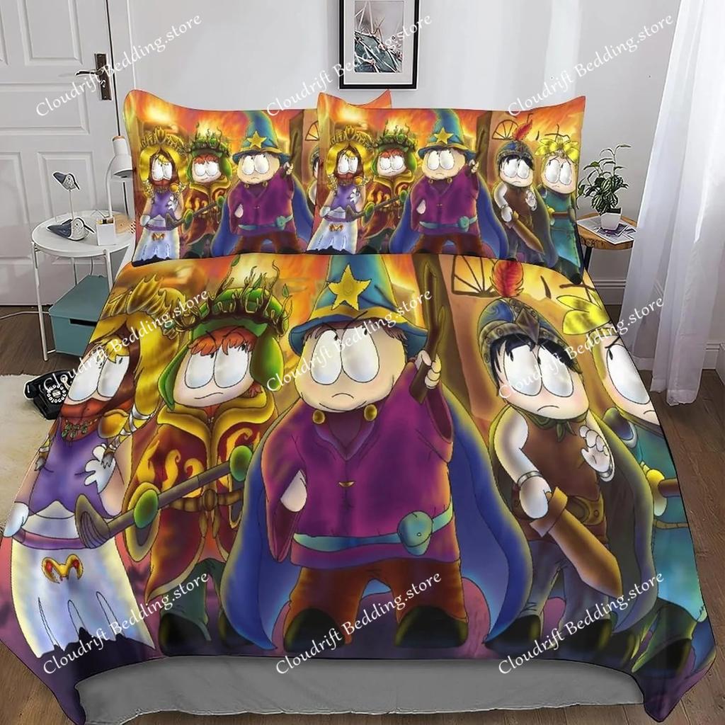 Exquisite 3D South Park Wallpaper Cute Cartoon Digital Printing Bedding Set Duvet Cover Comforter Bed Youth Kids Girls Gift
