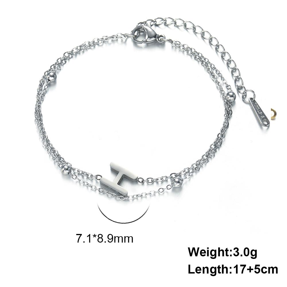 Dreamtimes 26 Alphabet Letter Charm Bracelet Silver Color Chain Initial Bracelets For Women Jewelry Adjustable Birthday Gift