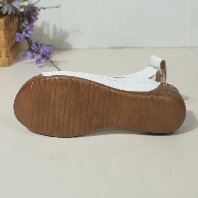 Sandales Velcro Grande Taille à Semelle Épaisse pour Femmes, Coutures de Voiture, Respirantes, Découpées, Talon Compensé, Sandales de Plage