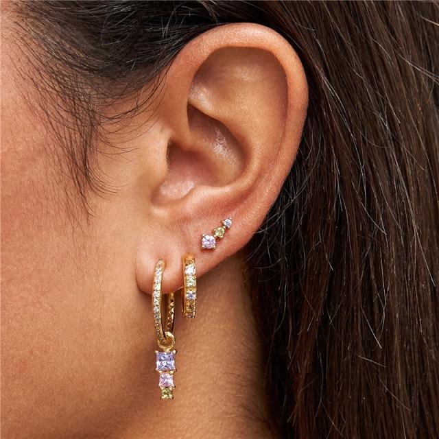 Versilbertes Ohrring-Set 16 Stil 3 Stück/Set Piercing Ohrstecker für Frauen Mädchen Regenbogenfarbe Ohr-Set Pendientes für Frauen Geschenk