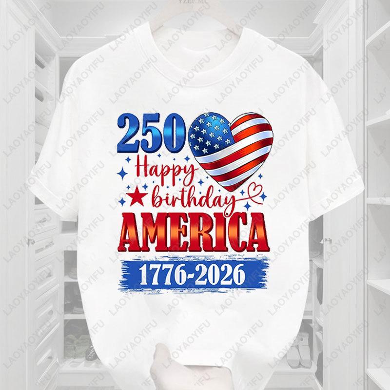 

Camisetas 250 Years American 250th Anniversary US USA Flag 4th of July Unisex T-Shirt Cotton Short Sleeved Graphic T Shirts 5XL різнокольоровий
