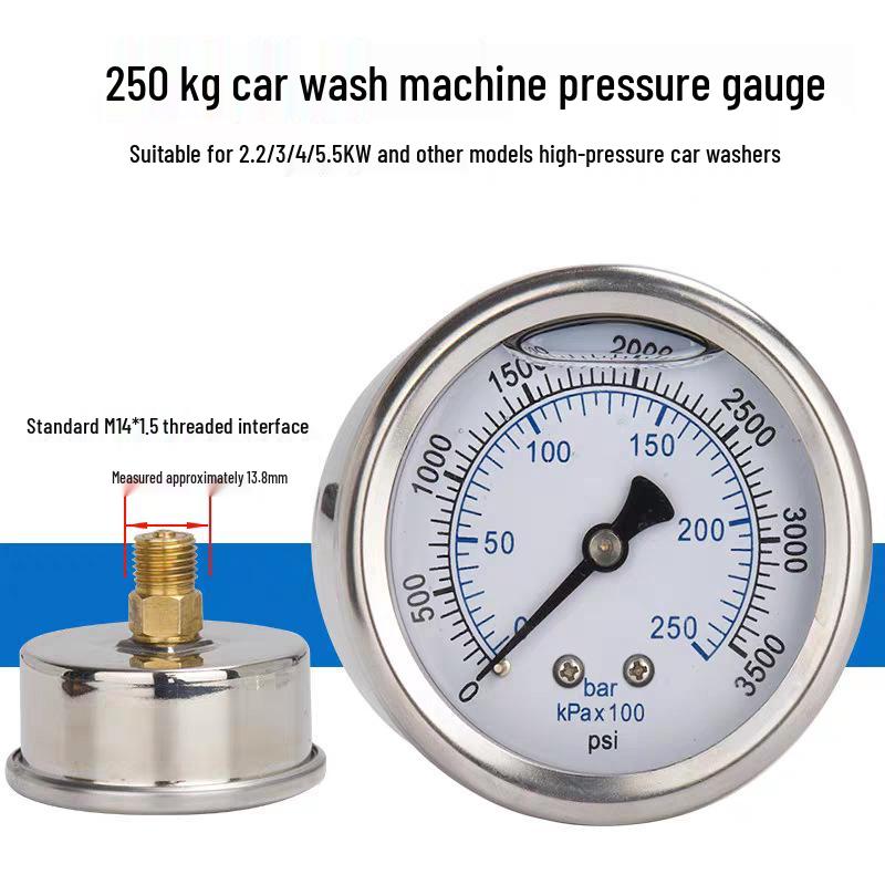 Pressure Gauge 1812/14 for Car Wash Machine Pump Head, Measures 250/400/700 kg