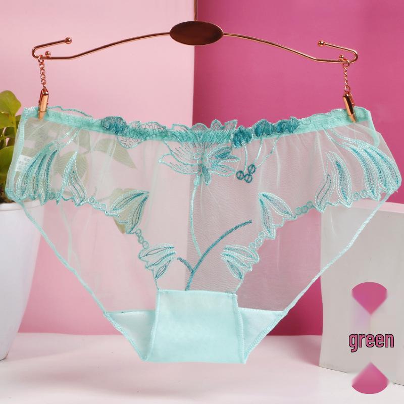 Plus Size Women's Sexy Lace Mesh Embroidered Triangle Panties