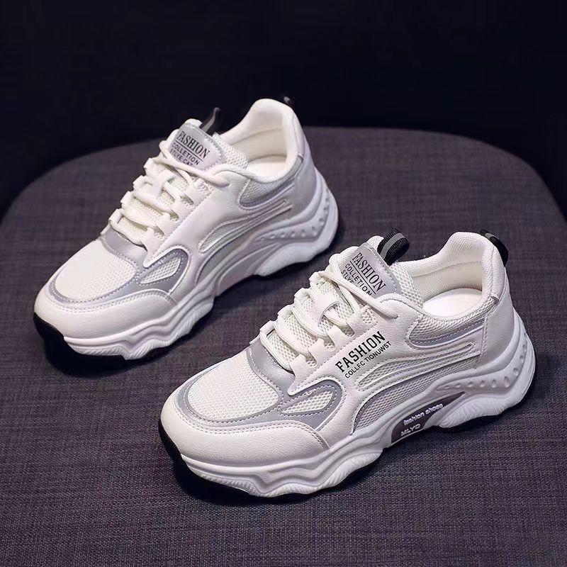 

Кроссовки Daddy Shoes для женщин Instagram, удобные, стильные, весенние, тонкие, светоотражающие, дышащие, с одним внутренним слоем, маленькие, белые кроссовки 35 чёрный
