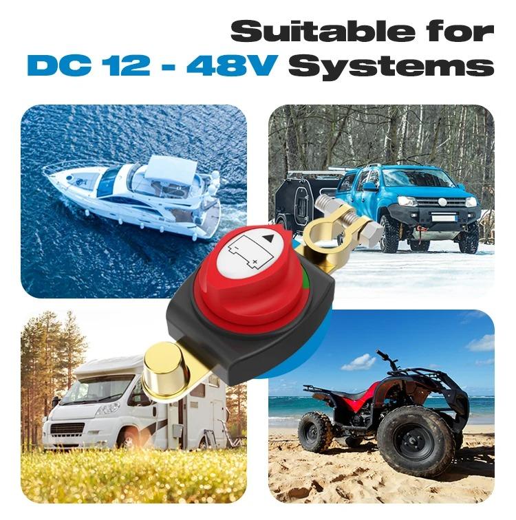 12V-48V Battery Disconnect Switch Negative On/Off Isolator Kill Power Cut Master Isolator Circuit Breaker Parts for Car RVs Boat