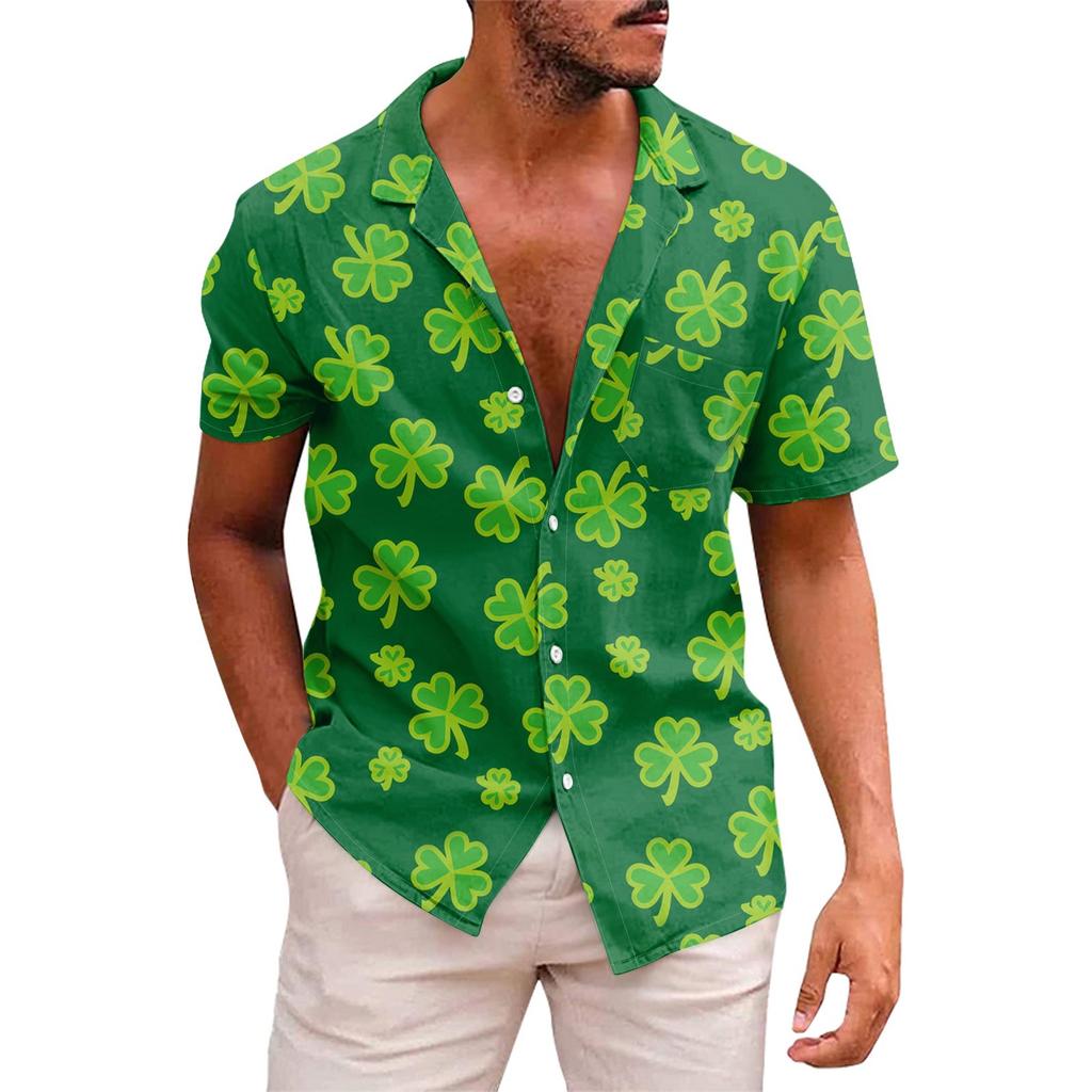 Men's Printed Button Short Sleeve Shirts Men's Casual Fashion Short Sleeve Shirts