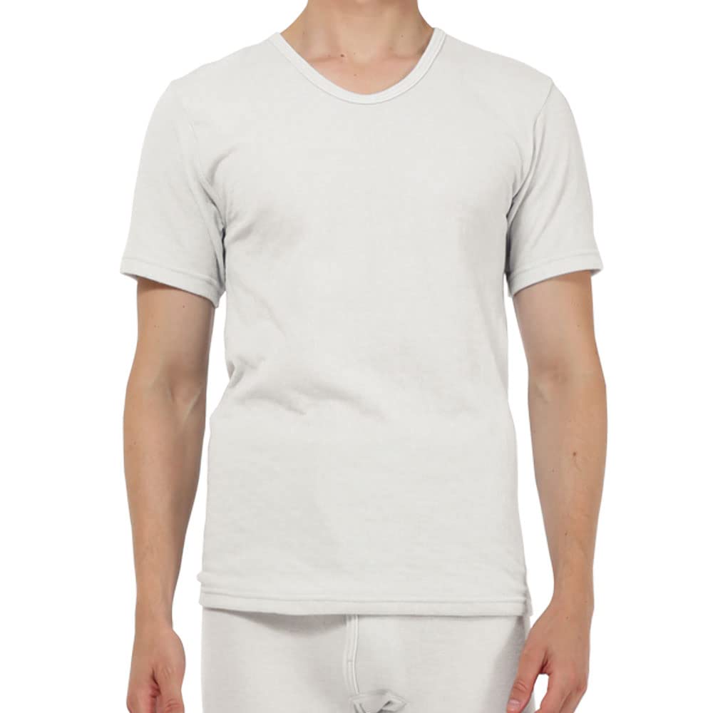 Hidamari Soft Short Sleeve Warm Size Black Men's Shirt, Underwear, Sapium, L, [XBS-952-BK]