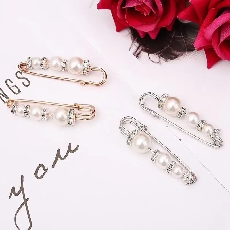 Europäische und amerikanische personalisierte dekorative Brosche Perle Retro Diamantbesetzte Metallperlen Seidentuch Schnalle Perlenbrosche