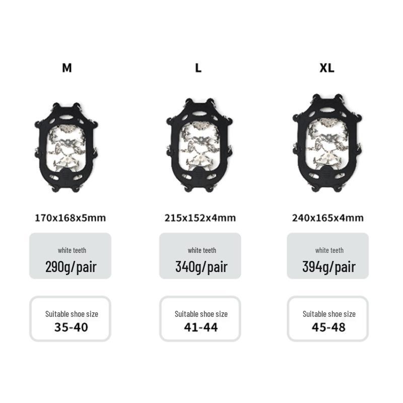 Outdoor Snow Mountain Crampons: Anti-Slip Stainless Steel, Wear-Resistant, 8/12/18/19-Tooth Options