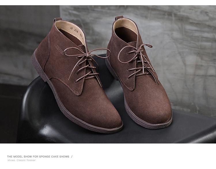 Men's Frosted Leather Mid-Top Winter Desert Boots In British Style