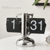 Digital Minimalist Retro Flip-Down Clock Automatic Mechanical Desk Clock for Living Room or Study (Black)