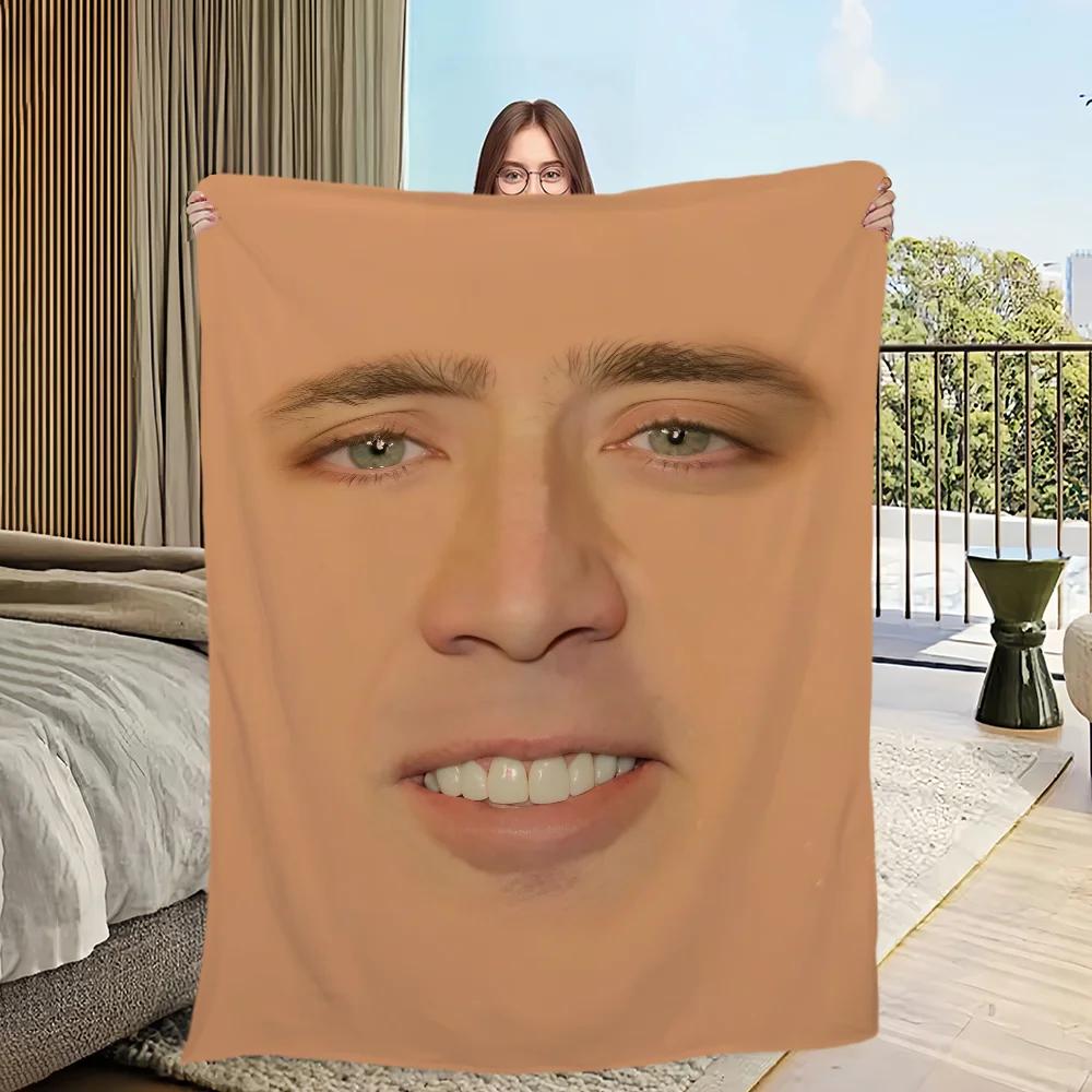 Überraschende Nicolas Cage Wohndecke Weich Bequem für Wohnzimmer Schlafzimmer Büro Perfektes Geburtstagsgeschenk für Kinder Erwachsene Size: 75*100cm, Weight: 230 GSM brown