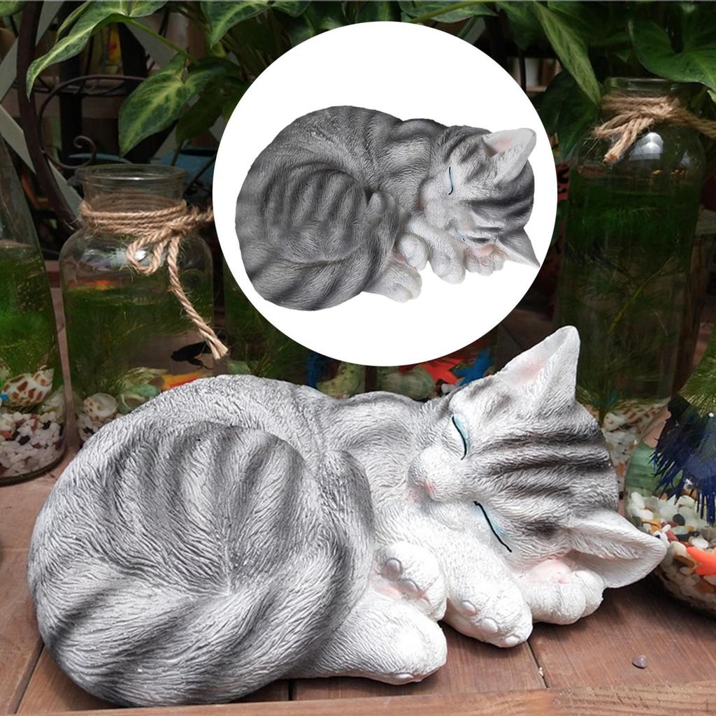 Adorable Resin Cat Sculpture for Garden and Home Decoration