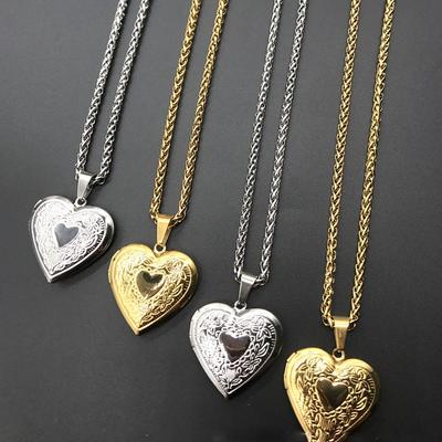 DIY Love Heart Secret Message Locket Necklace Pendant For Lover Couples Custom Message Vintage Gift