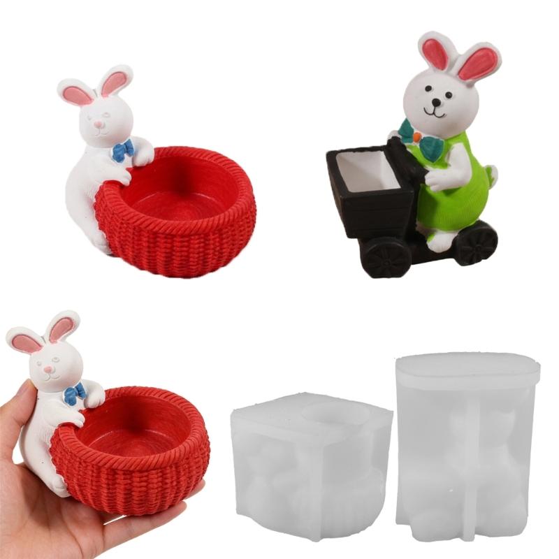 Easter Rabbit Basket Candle Cup Silicone Molds Easy Demolding For Resin Casting Candle Holder Chocolate Home Decoration