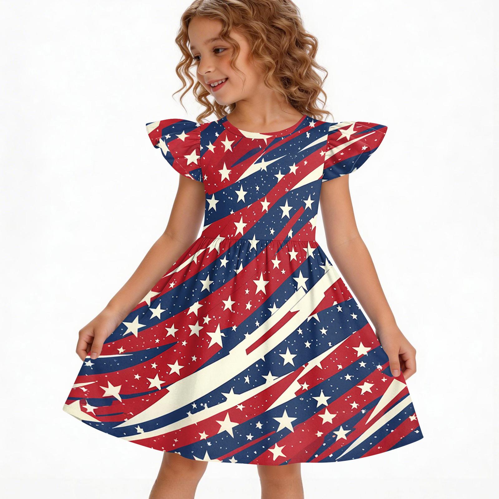 Летнее платье-принцесса для девочек - Повседневное платье А-силуэта с принтом 110