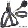 Denim-Stitched Dog Harness and Leash Set with Collar