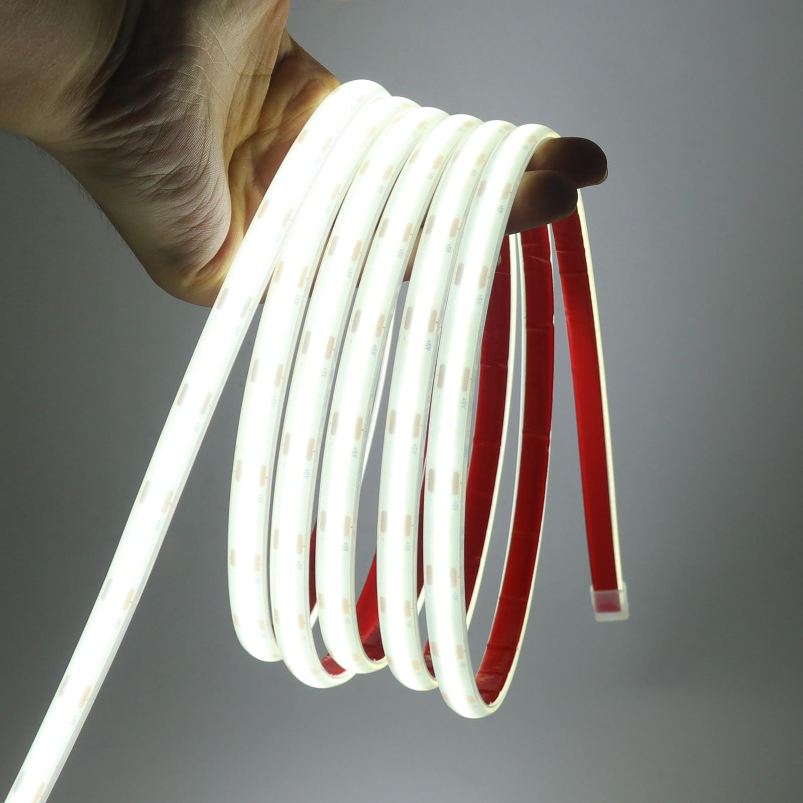 

Питание от 4 батареек АА, светодиодная лента COB DC 5V, водонепроницаемость IP68, 3000K 4000K 6000K, светильник для шкафа, домашний декор, гибкая лента, светодиодная подсветка 0.5m белый