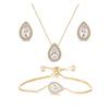 Crystal Rhinestone Water Drop Necklace and Earring Set , Fashion Jewelry for Women , Party Daily Wear , 2 or 3 Piece Set