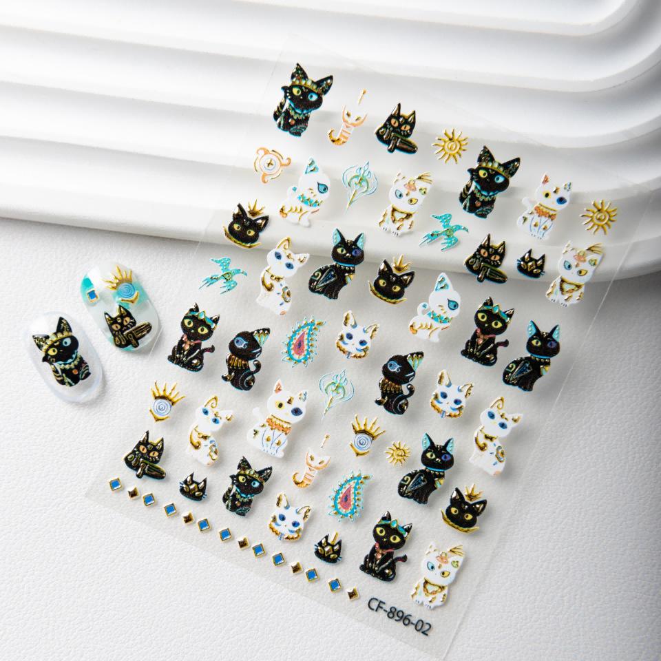 

Cyansea Gold Stamped Cat Nail Art & DIY Phone/Tablet Case Stickers CL-896-02 (Cat Paper Kite Nail Art Sticker)