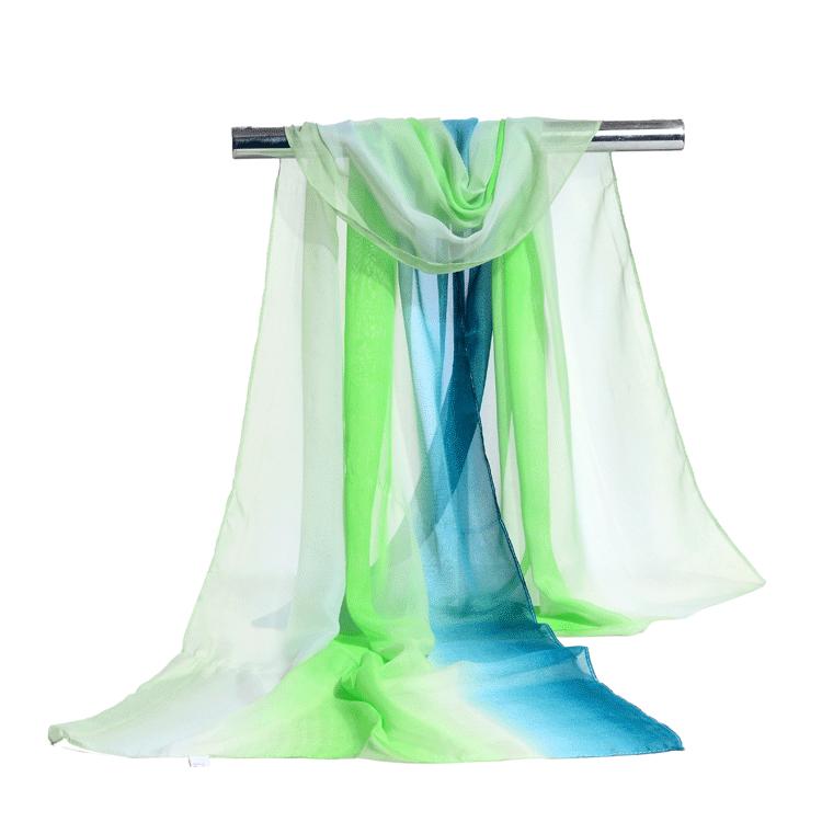 Весенний длинный шарф женский постепенно меняющий цвет шифоновый шарф летний тонкий принтованный шарф для выступлений и танцев двойного назначения