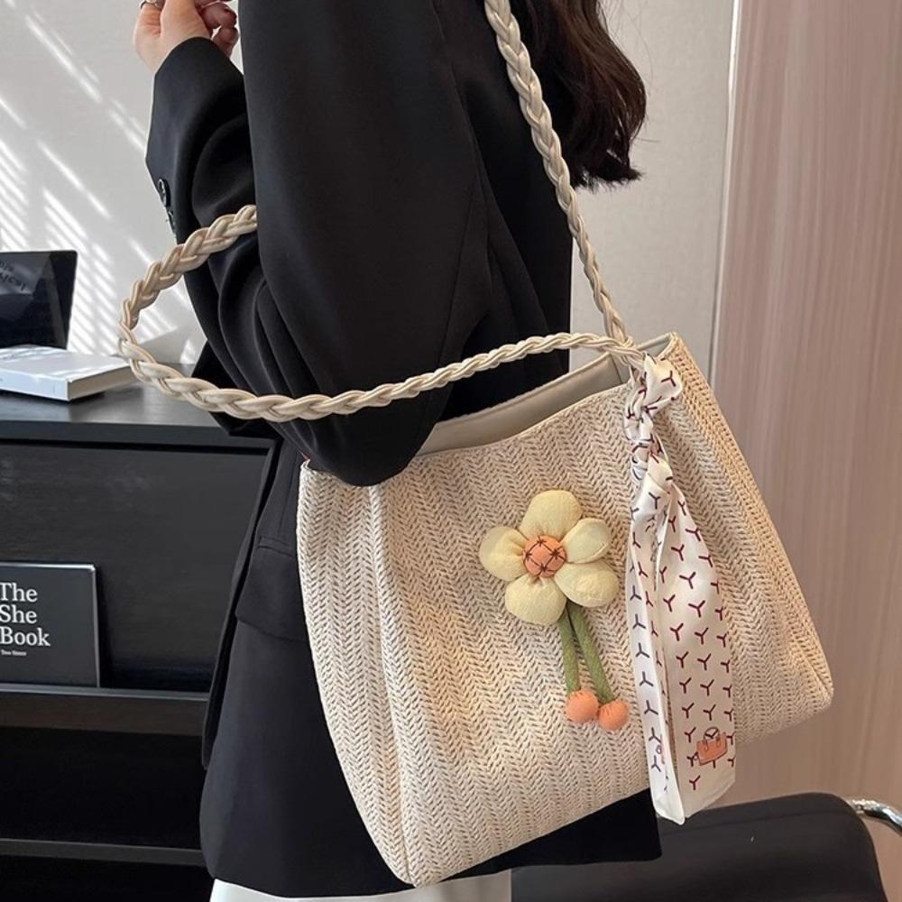 New Woven Straw Bag Women's Large-capacity Summer Versatile Shoulder Bag Seaside Satchel Beach Tote Bag