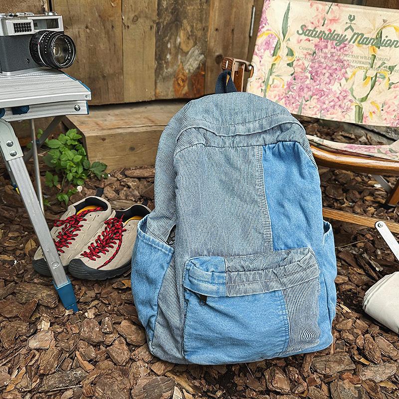 

Джинсовый простой рюкзак женский ретро мода новый студенческий класс школьный рюкзак корейский легкий повседневный рюкзак мужской