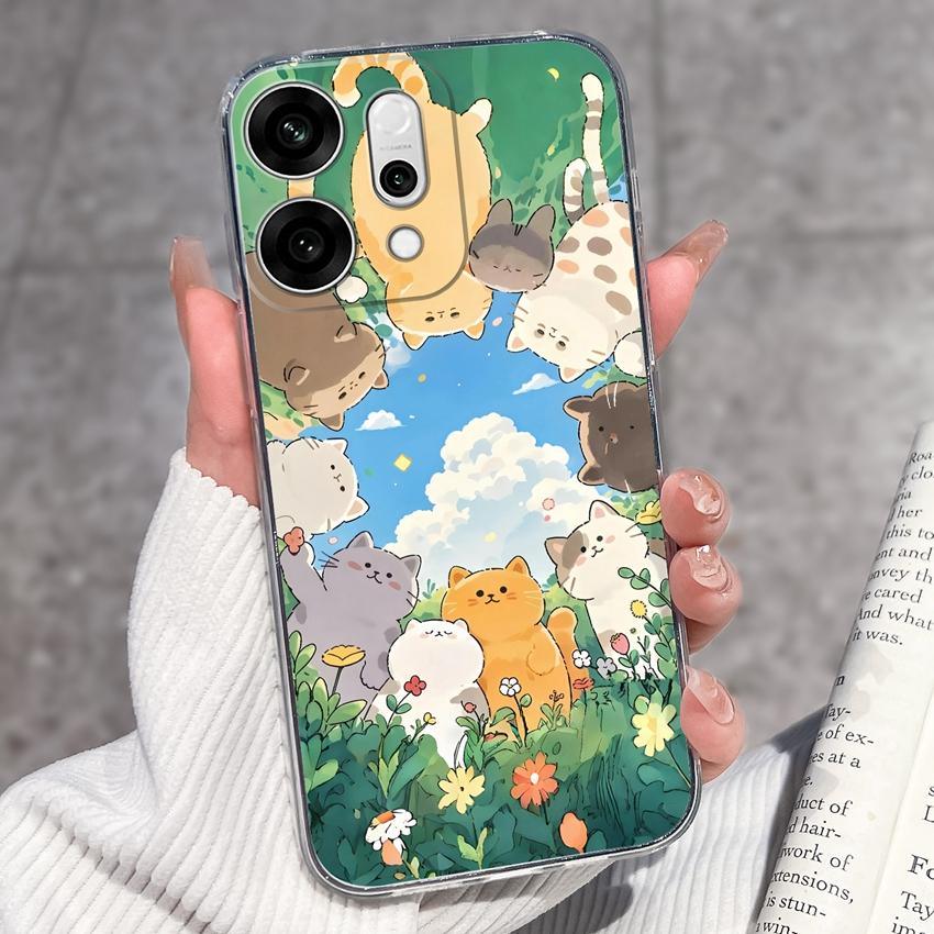 

Прозорий протиударний чохол для телефону Oppo Reno14 13 12 11 10 9 Pro 14F 13F 12F 4G 5G з кумедними візерунками чорного кота, м який силіконовий протиковзкий чохол для Oppo Oppo Reno10 Pro 5G