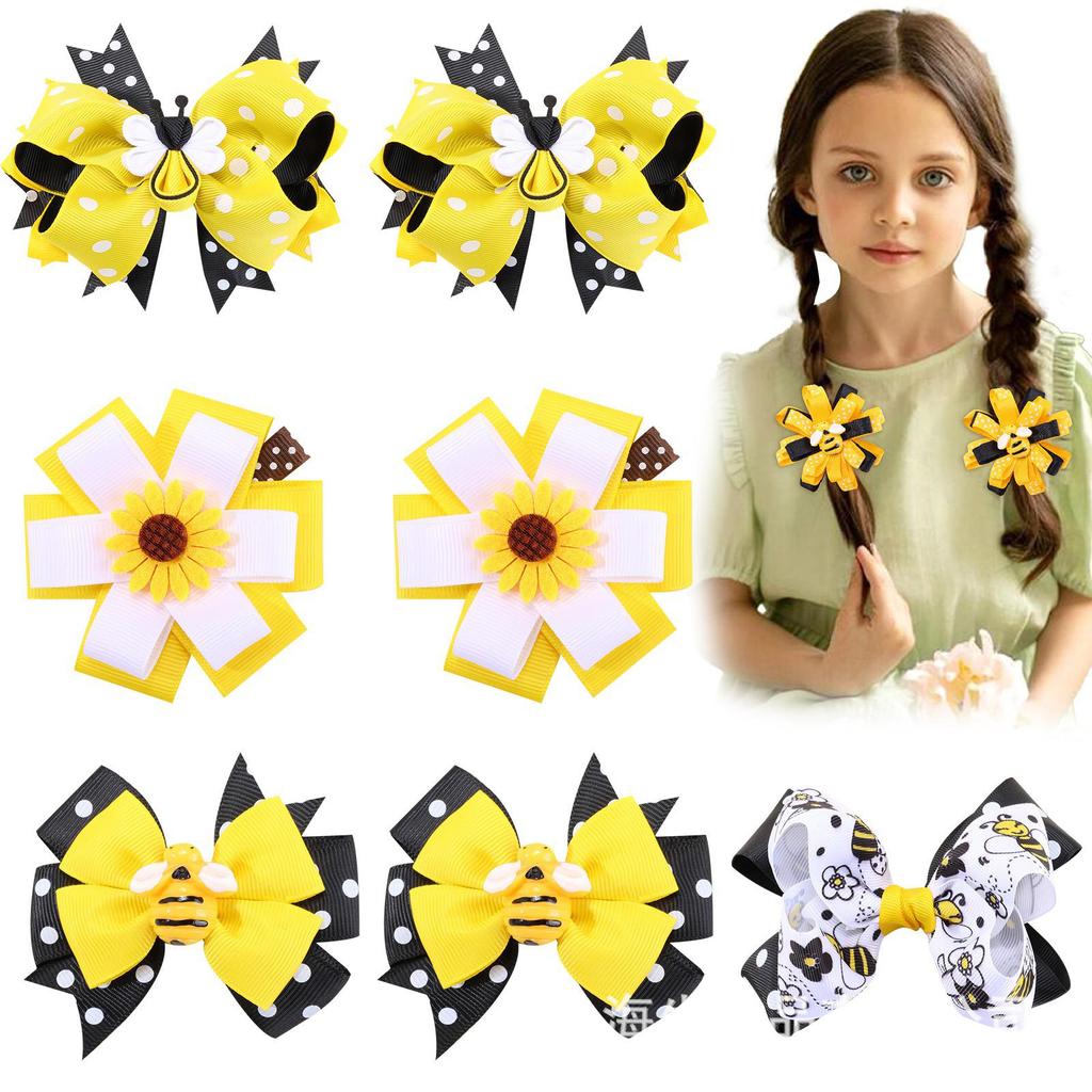 1Pair Cute Flower Ribbon Bows Hair Clip For Women Girls Sweet Style Accessory Hairpin Party Hairpieces For Daily Wear
