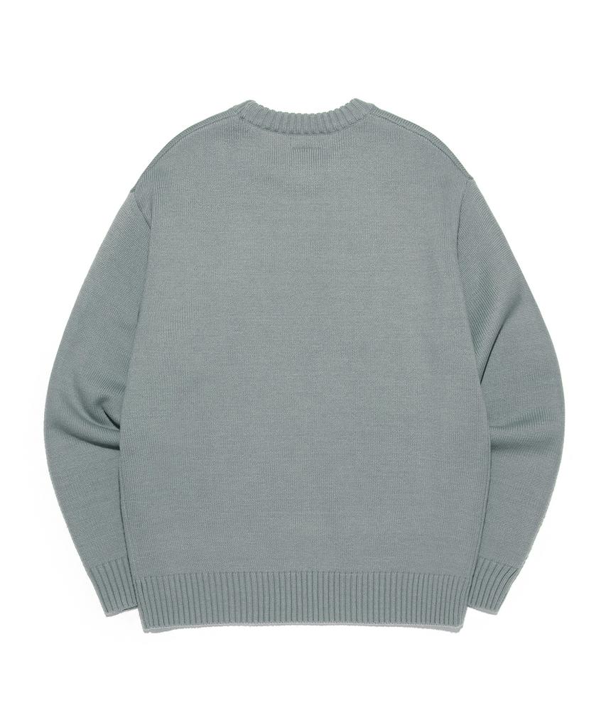LEE Round Neck Tone-On-Tone Logo Knit Gray