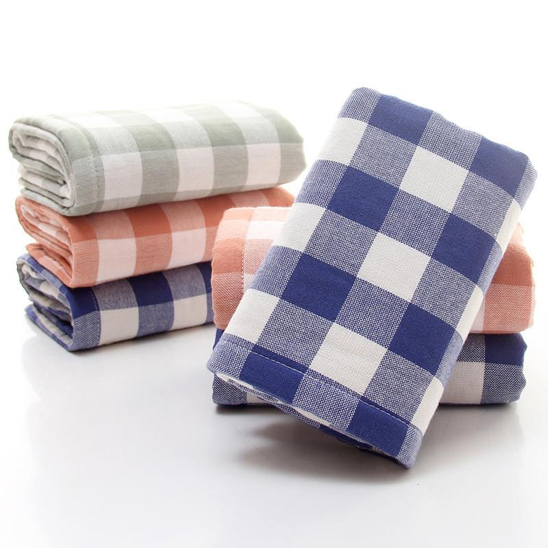 1Pc 34x75cm 100% Cotton High Quality Gauze Plaid Home Soft Absorbent Bathroom Adult Men Women Hand Towel