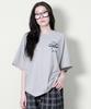 Deumakeu Medium Fit French Sleeve Chest Flower Short Sleeve T-Shirt Gray