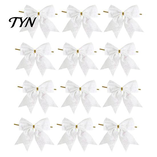 Luxury Style Christmas Tree Toppers Glitter Bow, Gold Sparkling Ribbon Hanging Ornament for Versatile Fabric Bows Parties Wreath Gift Box,