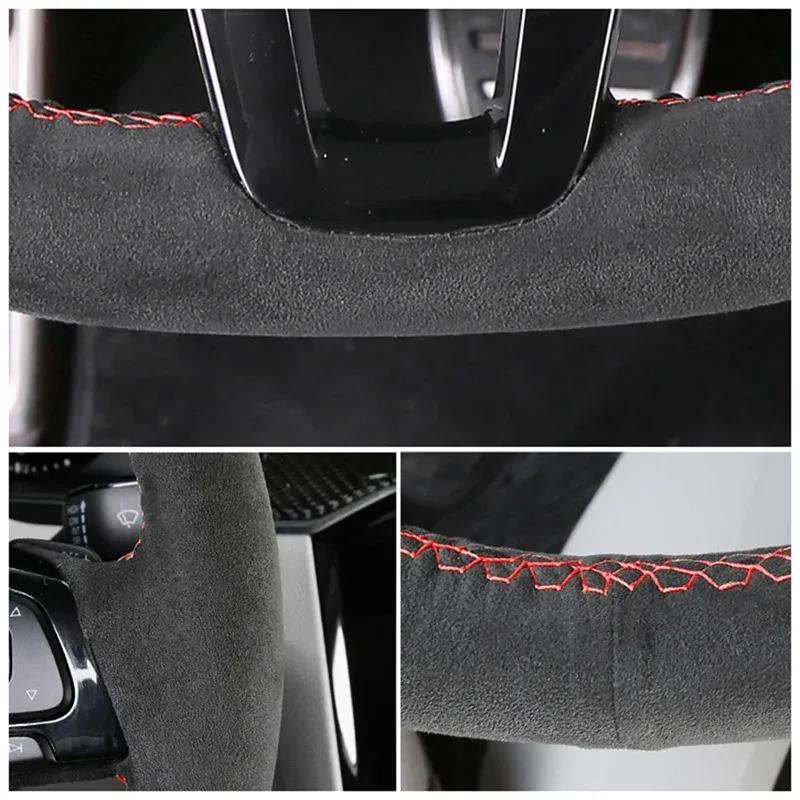 Hand-stitched Suede Leather Steering Wheel Cover For Ford Focus 3 KUGA Escape C-MAX 2012-2014 Car Accessories