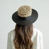 Spring and summer new fashion casual webbing bow hand-woven hollow splicing raffia flat top hat sunshade straw hat tide